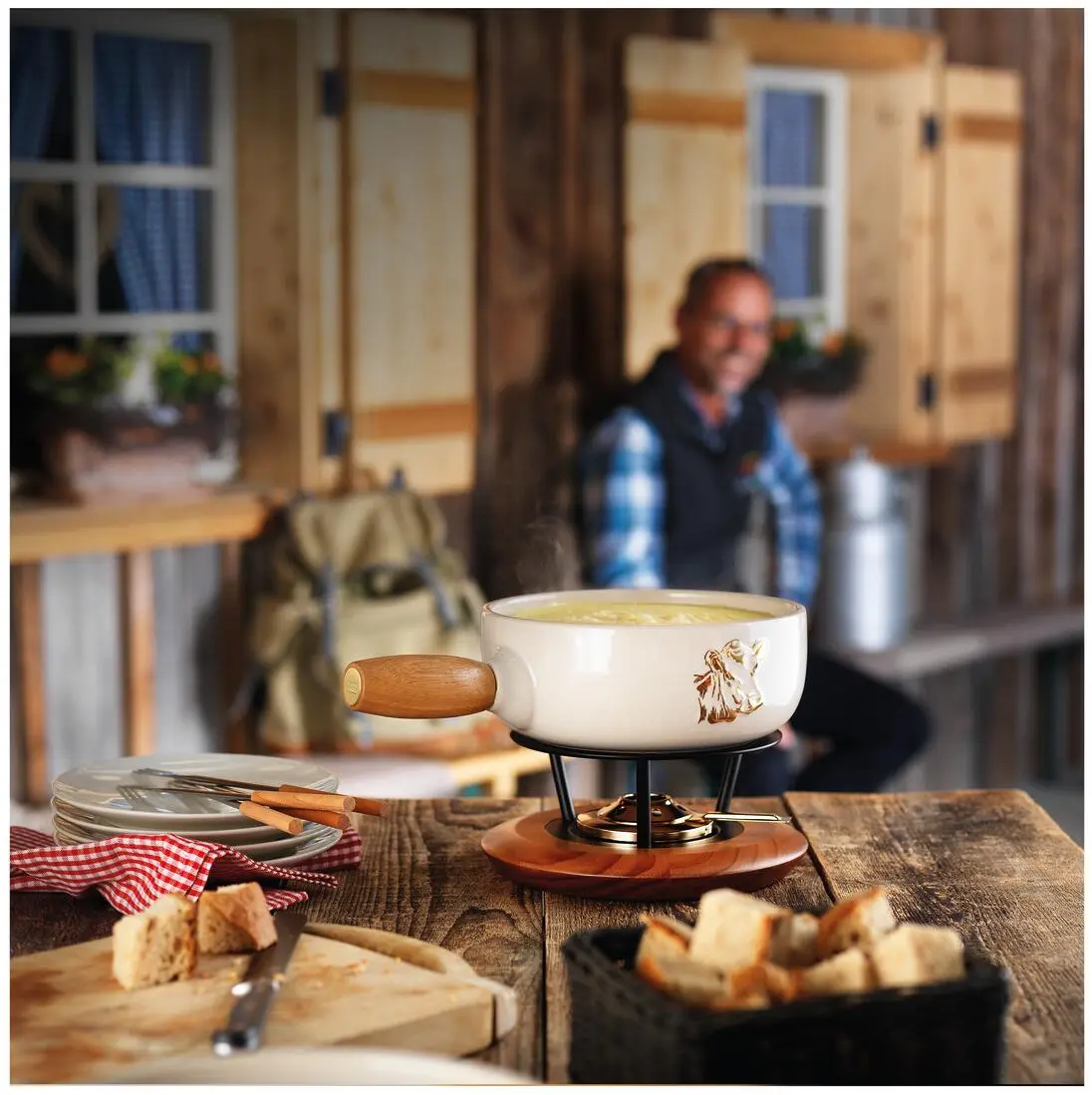 Kuhn Rikon Rechaud Kirschholz Mit Goldbrenner 2 Kuhn Rikon Rechaud Kirschholz Mit Goldbrenner – Bild 2