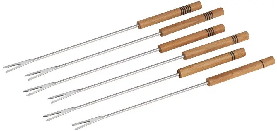 Kuhn Rikon Fleischfonduegabeln Kirschholz 6-teilig. 1 Kuhn Rikon Fleischfonduegabeln Kirschholz 6-teilig.