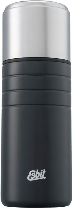 Esbit MAJORIS Edelstahl Isolierflasche Mit Doppelwandigem Edelstahl-Becher, 0.5L, Schwarz