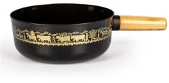 Stöckli Käsefondue-Caquelon Emotion Alpaufzug Mit Holzgriff, Schwarz