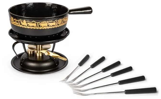 Stöckli Käsefonduegarnitur Alpaufzug Classic, Schwarz 1 Stöckli Käsefonduegarnitur Alpaufzug Classic, Schwarz