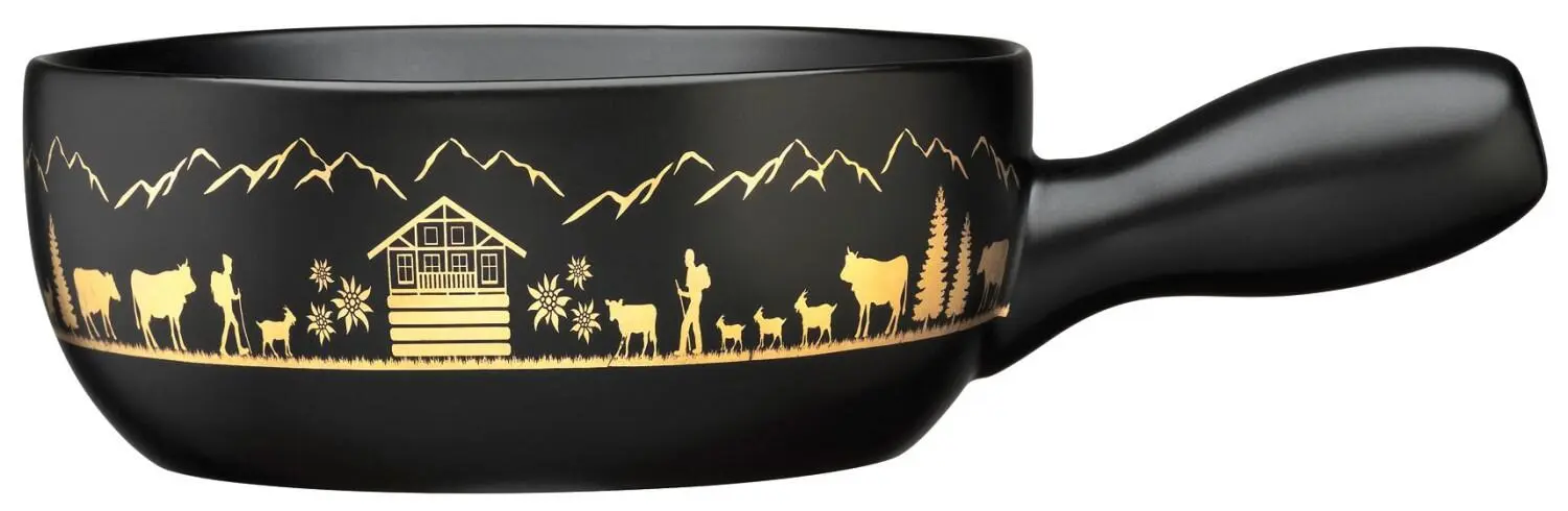Spring Fondue Caquelon Montana In Schwarz/gold 1 Spring Fondue Caquelon Montana In Schwarz/gold